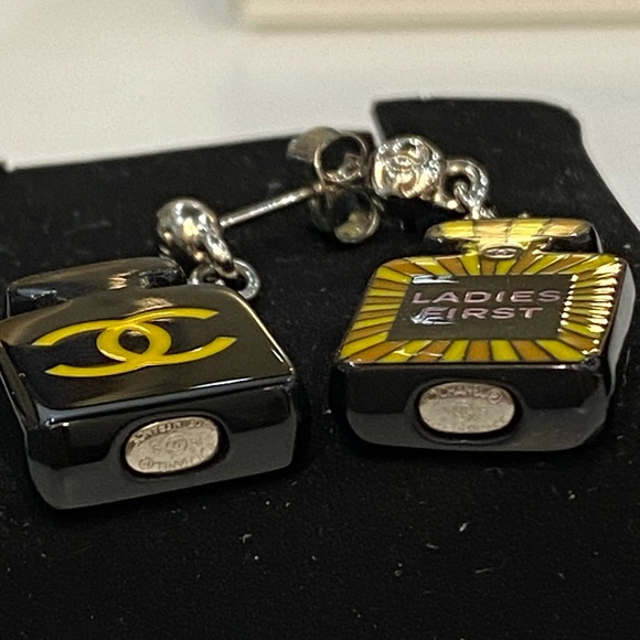 Chanel Ladies First CC Resin Perfume Bottle Earrings - Picture 3 of 3